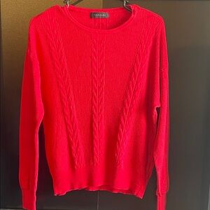 Tahari Bold Red Crew Neck Sweater